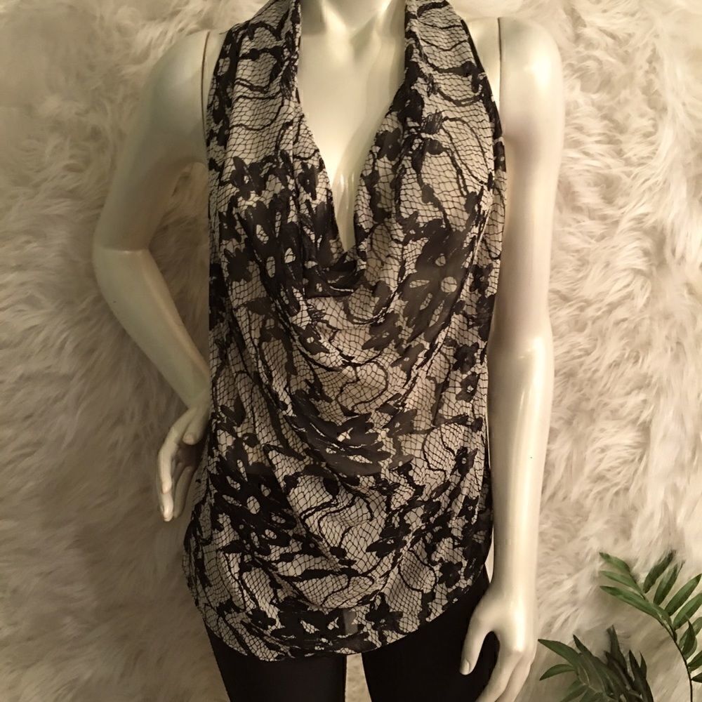 Love Couture Sheer scoop neck chiffon tank‎